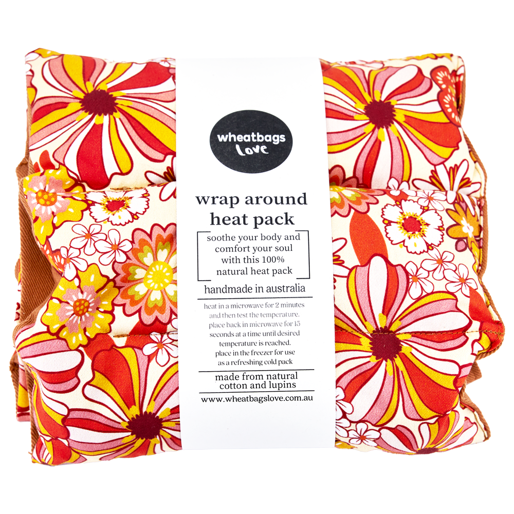 Groovy Flowers Orange Wrap Around Heat Pack With Belly Band