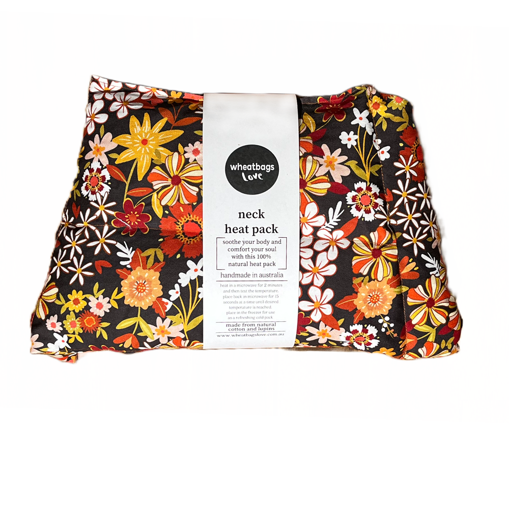 Groovy flowers bellyband black neck heat pack