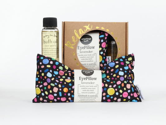 Relax Gift Pack - Black Pebbles Eyepillow and 50ml Rose Quartz Bath Oil